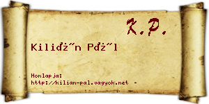 Kilián Pál névjegykártya