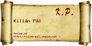 Kilián Pál névjegykártya